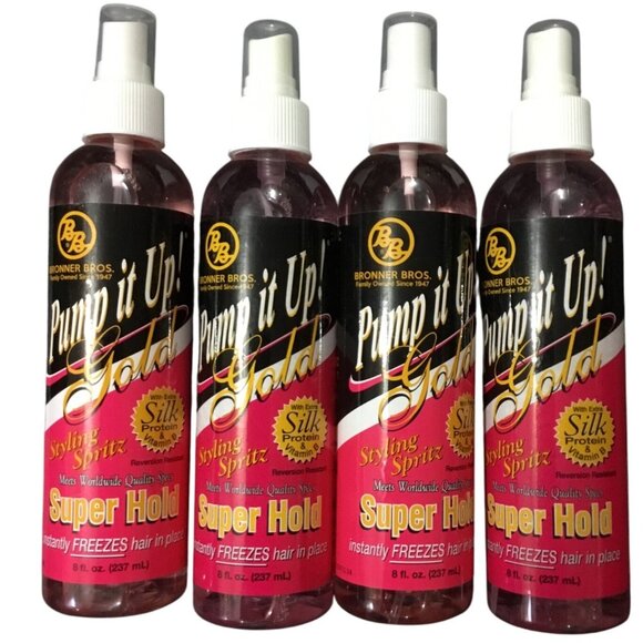 4 Pack Bronner Bros Pump It Up Gold Styling Spritz Super Hold 8 Oz - Picture 1 of 2